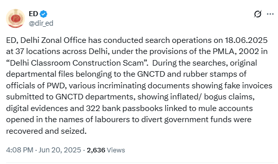 ED raids unearth ₹2,000 crore classroom scam: 322 fake bank accounts and government files seized