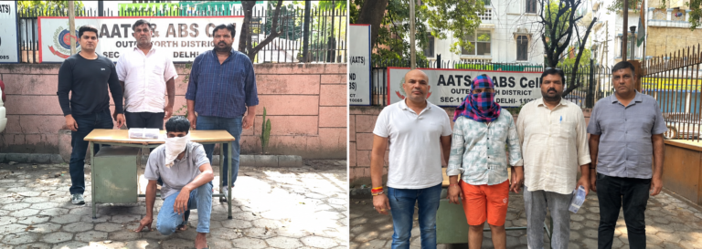 बाहरी उत्तरी जिले के हथियार मामले में दिल्ली पुलिस की दो तस्वीरों का कोलाज