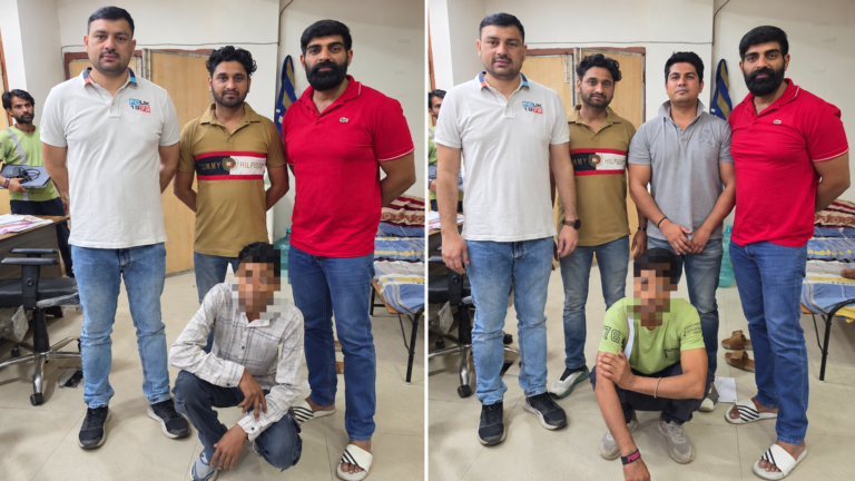 दो पकड़े गए घोषित अपराधियों के साथ आउटर नॉर्थ जिला पुलिस के कर्मी
