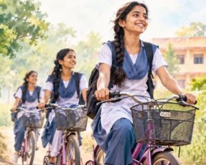 विद्या वाहिनी: दिल्ली में करीब 18,000 छात्राओं को साइकिलें मिलीं, सरकार ने दी जानकारी दिल्ली सरकार के विद्या वाहिनी वीडियो में साइकिल चलाती छात्राओं का सांकेतिक दृश्य